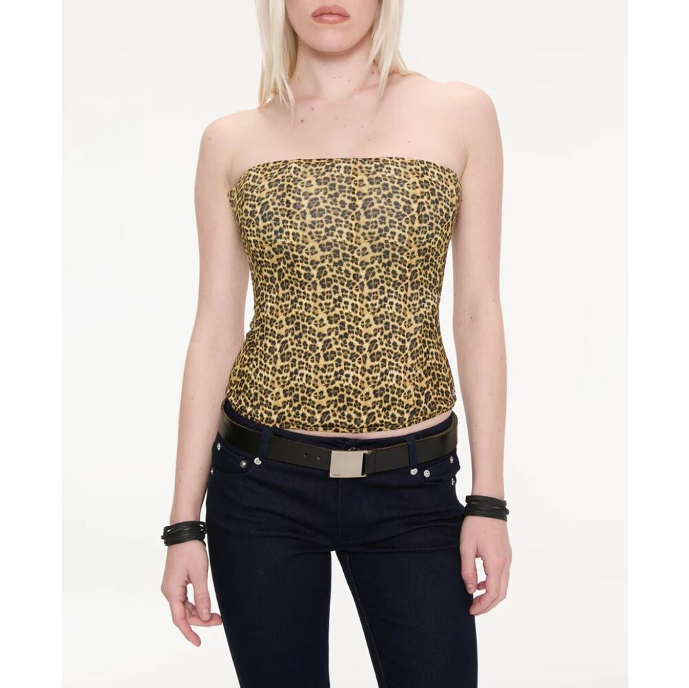 Miaou Libra Corset Leopard Print Strapless Boning SZ L NWT MSRP $295